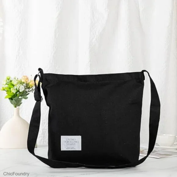 Large Canvas Hobo Tote Bag Adjustable Strap Crossbody Shoulder Bag - Picture 4 of 7